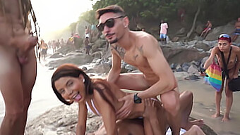 Bianca Dantas indulges in public sex with multiple partners at a crowded beach